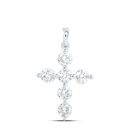 14K Yellow Or White Gold 1 Cttw Lab Grown Diamond Fashion Cross Pendant