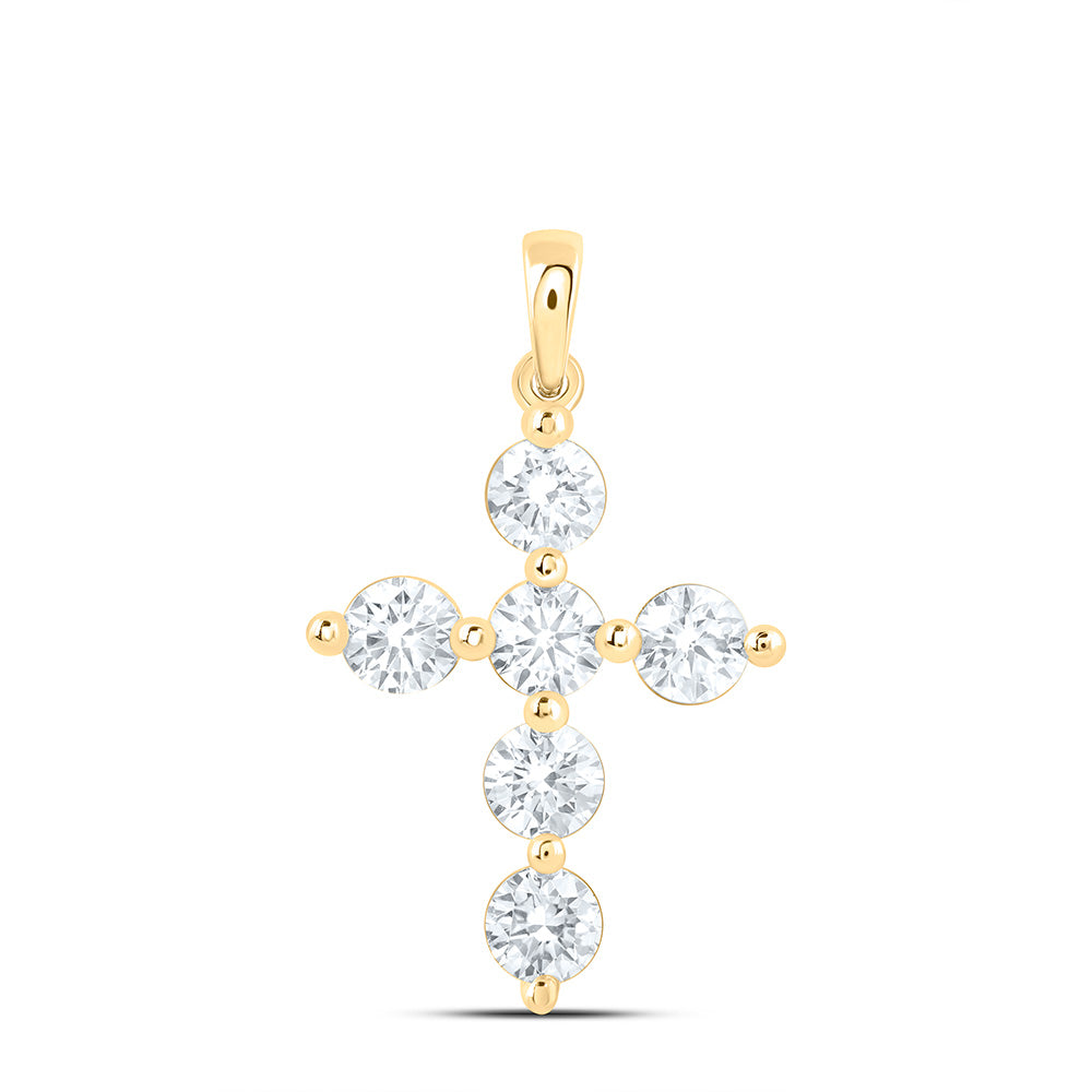 14K Yellow Or White Gold 1 Cttw Lab Grown Diamond Fashion Cross Pendant