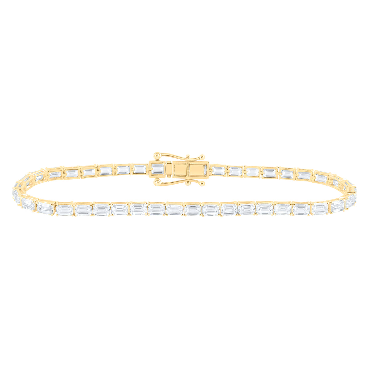 14K Yellow Or White Gold Lab Grown Diamond Fashion Emerald Tennis Bracelet (7 Inch)