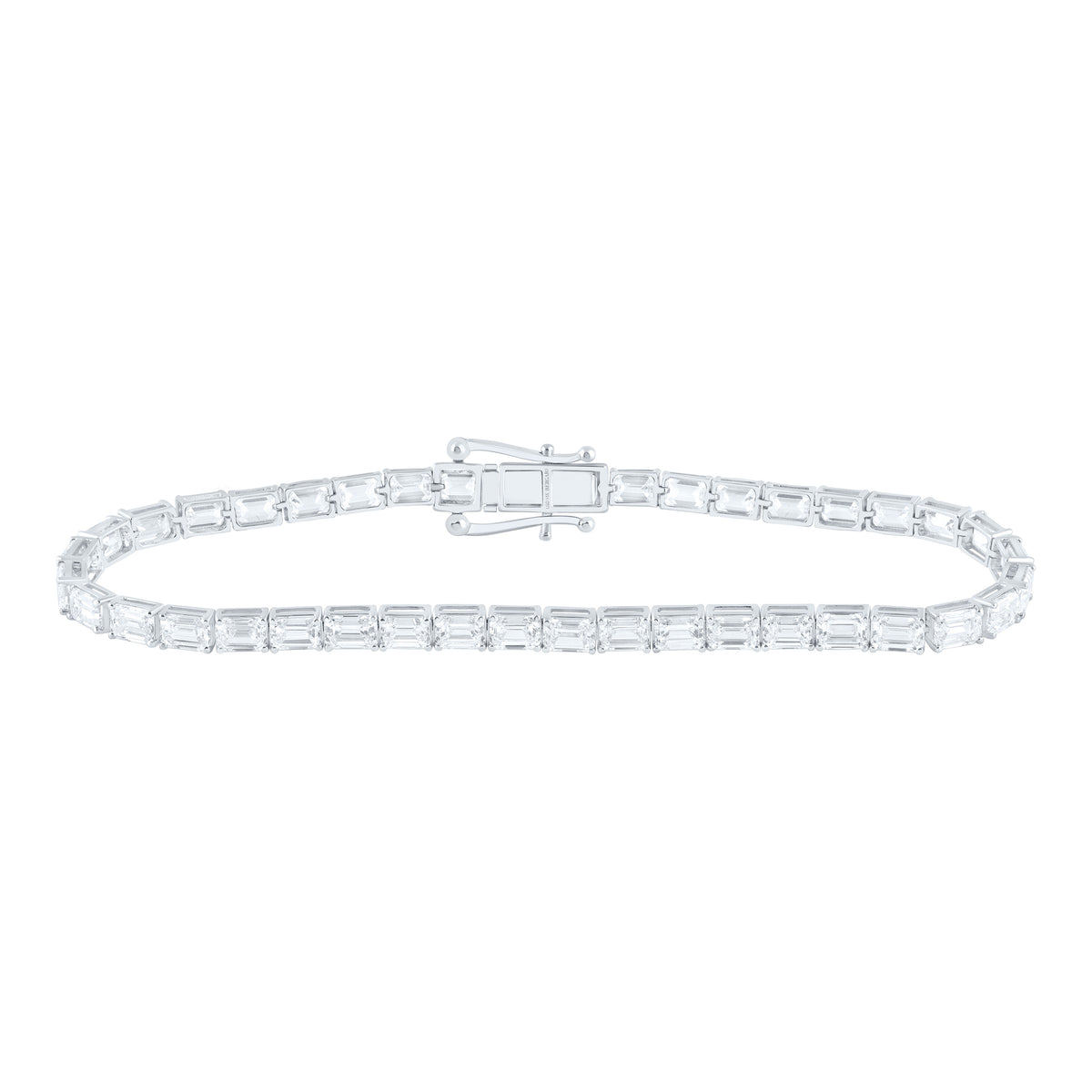 14K Yellow Or White Gold Lab Grown Diamond Fashion Emerald Tennis Bracelet (7 Inch)