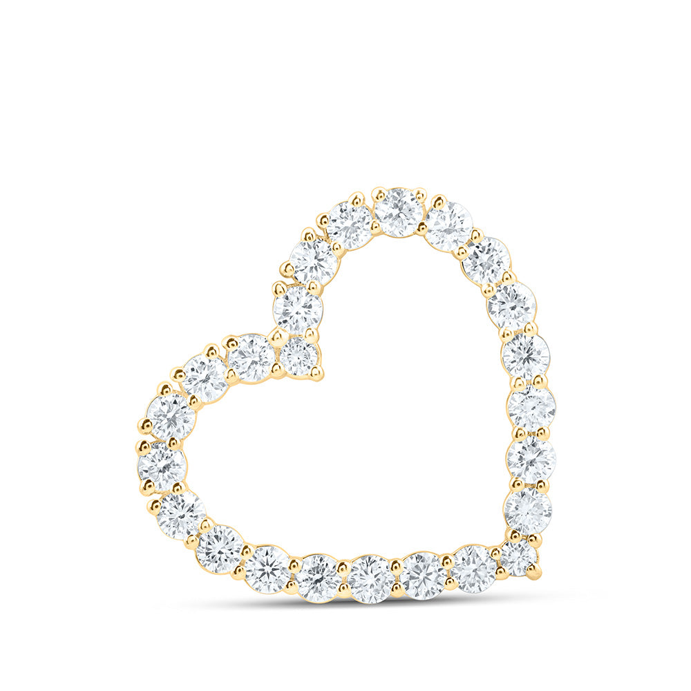 14K Yellow Or White Gold 1 Cttw Lab Grown Diamond Fashion Heart Pendant