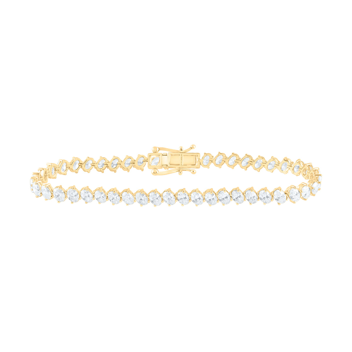14K Yellow Or White Gold Lab Grown Diamond Fashion Oval Tennis Bracelet (7 Inch)