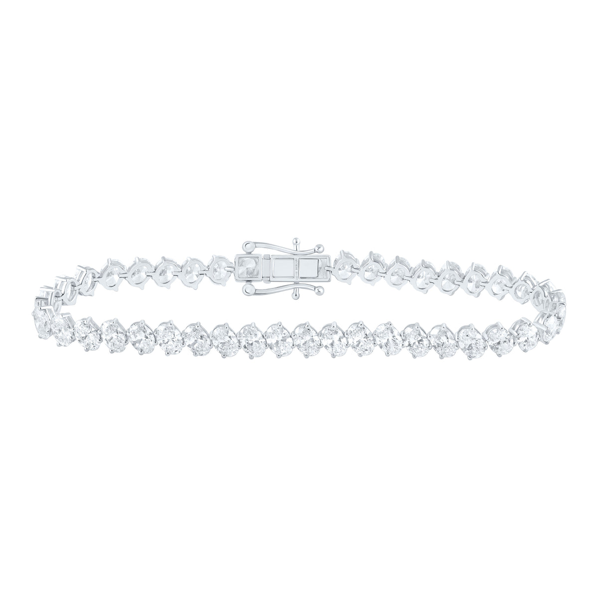14K Yellow Or White Gold Lab Grown Diamond Fashion Oval Tennis Bracelet (7 Inch)