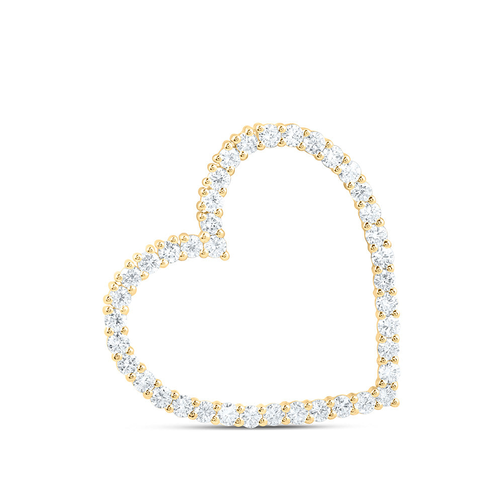 14K Yellow Or White Gold 1 Cttw Lab Grown Diamond Fashion Heart Pendant