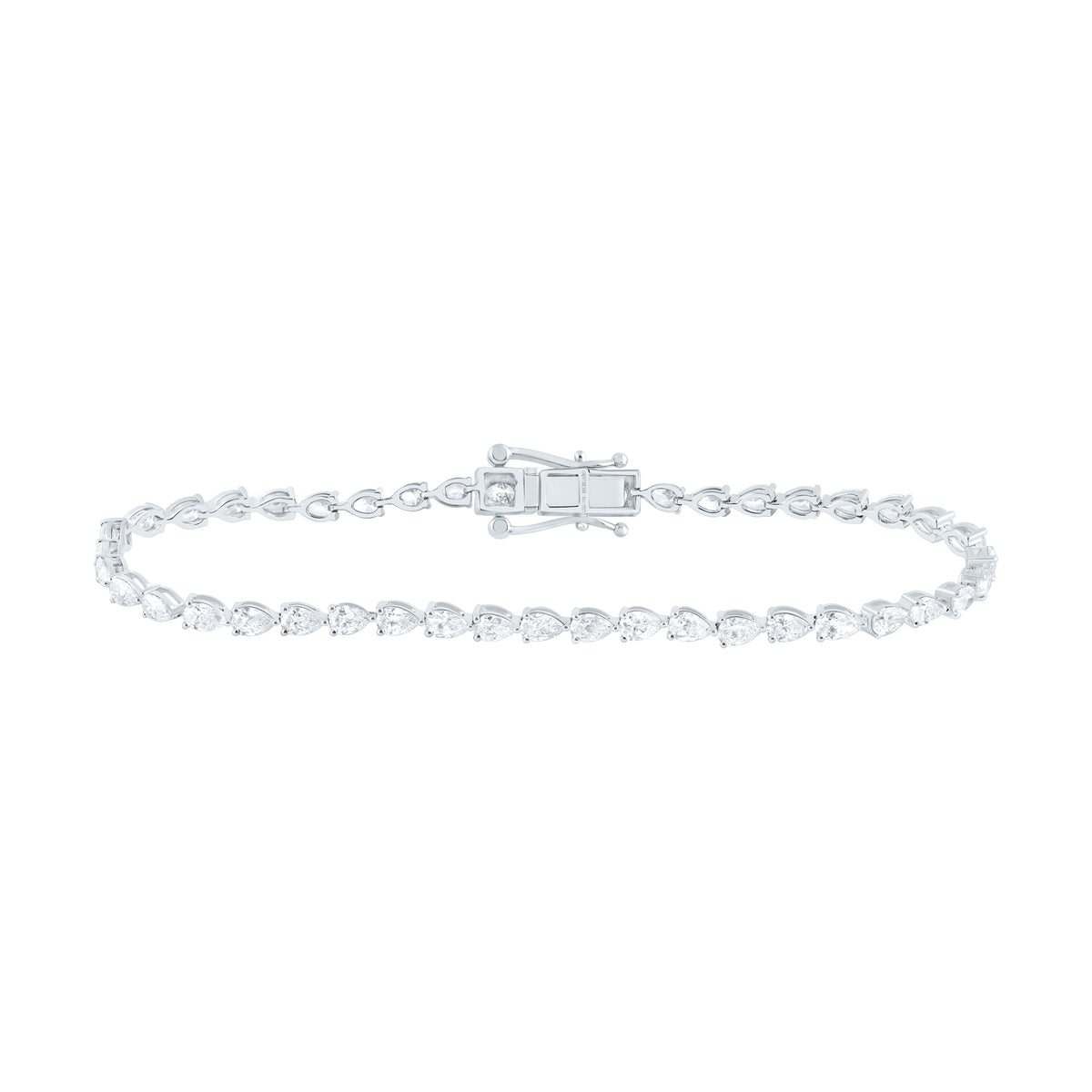 14K Yellow Or White Gold Lab Grown Diamond Fashion Pear Tennis Bracelet (7 Inch)