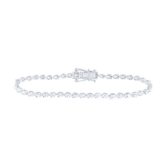 14K Yellow Or White Gold Lab Grown Diamond Fashion Pear Tennis Bracelet (7 Inch)