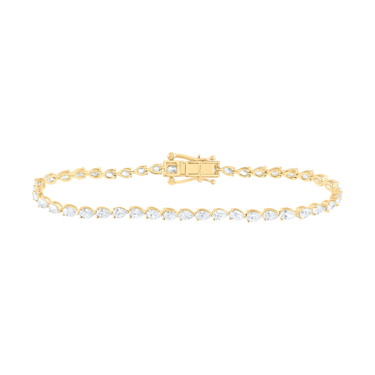 14K Yellow Or White Gold Lab Grown Diamond Fashion Pear Tennis Bracelet (7 Inch)