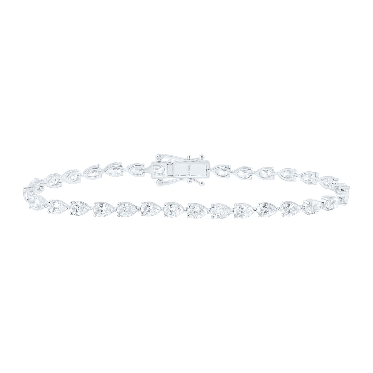 14K Yellow Or White Gold Lab Grown Diamond Fashion Pear Tennis Bracelet (7 Inch)