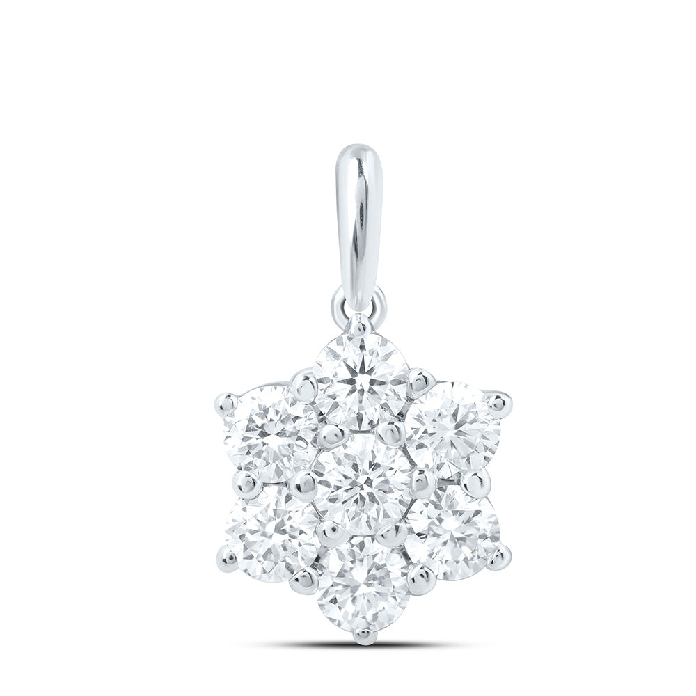 14K Yellow Or White Gold 1 Cttw Lab Grown Diamond Fashion Flower Pendant