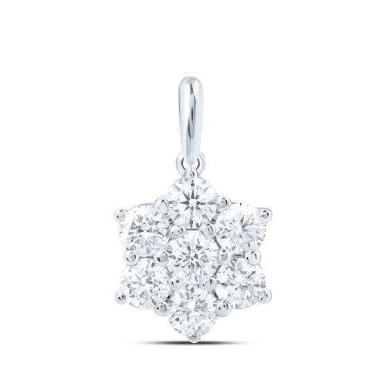 14K Yellow Or White Gold 1 Cttw Lab Grown Diamond Fashion Flower Pendant