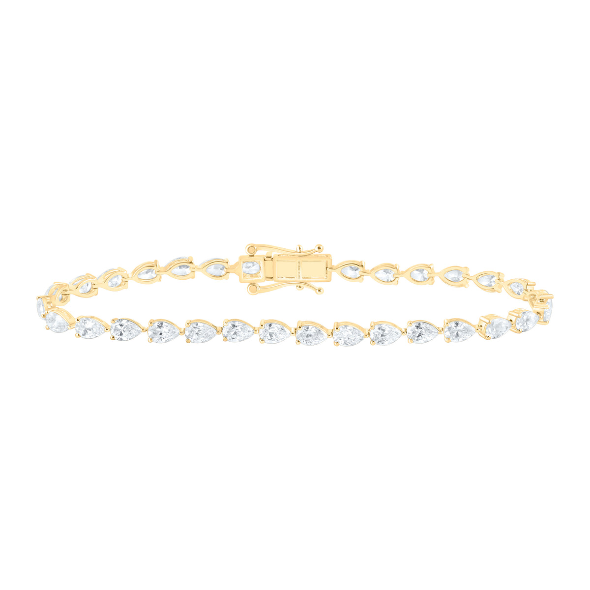 14K Yellow Or White Gold Lab Grown Diamond Fashion Pear Tennis Bracelet (7 Inch)
