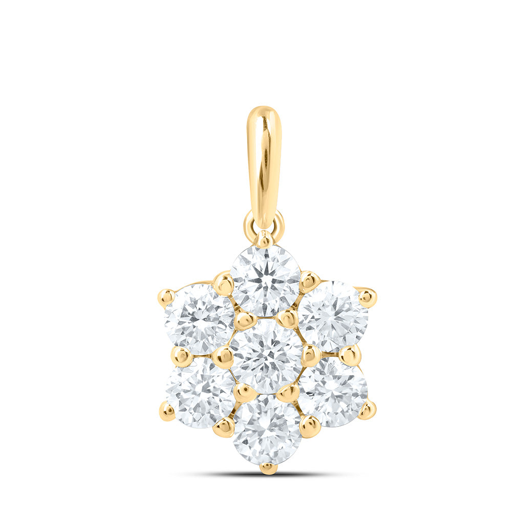 14K Yellow Or White Gold 1 Cttw Lab Grown Diamond Fashion Flower Pendant