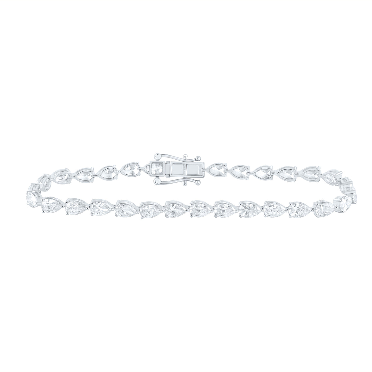 14K Yellow Or White Gold Lab Grown Diamond Fashion Pear Tennis Bracelet (7 Inch)