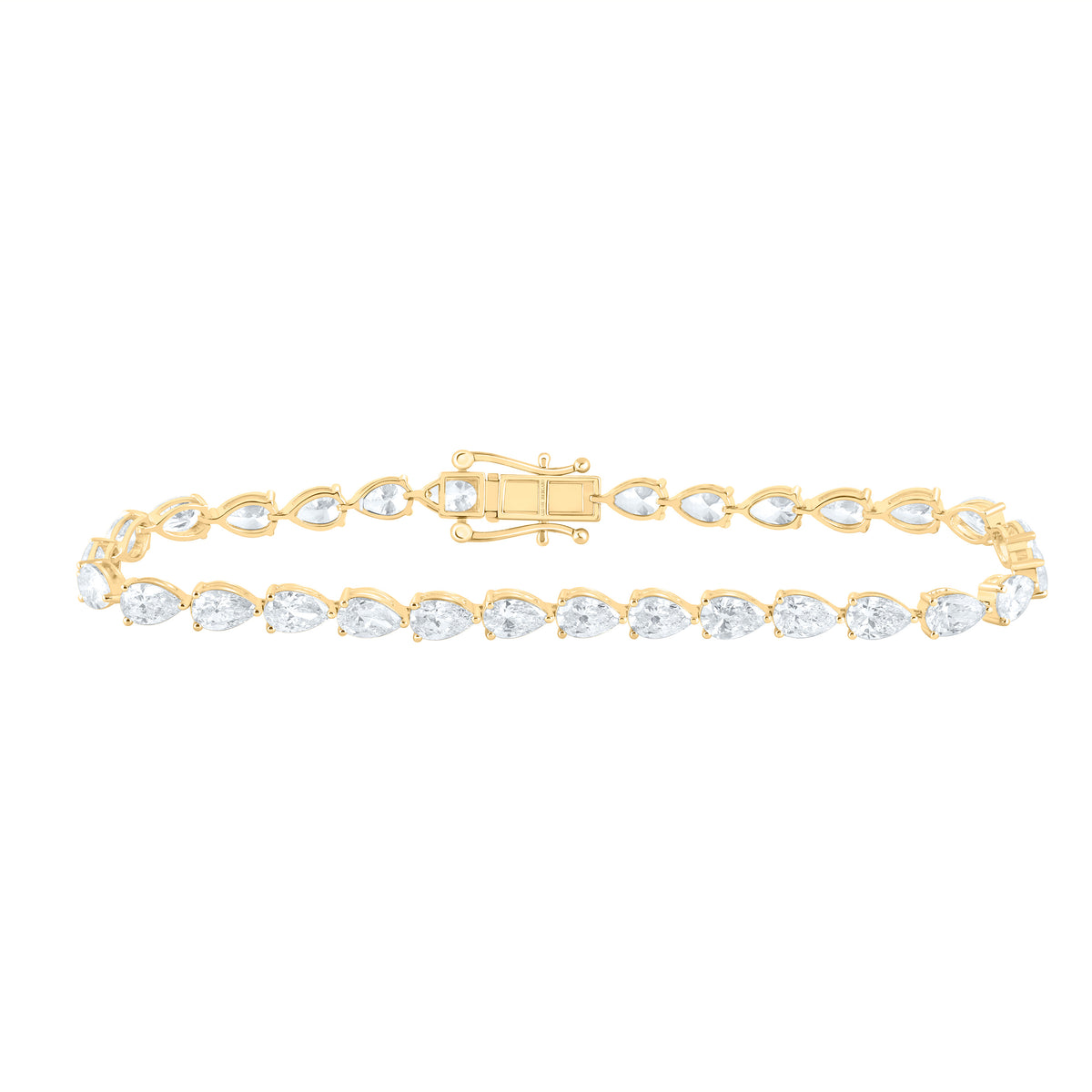 14K Yellow Or White Gold Lab Grown Diamond Fashion Pear Tennis Bracelet (7 Inch)