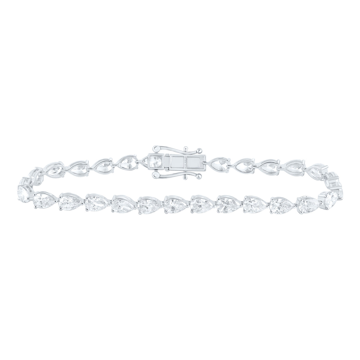 14K Yellow Or White Gold Lab Grown Diamond Fashion Pear Tennis Bracelet (7 Inch)