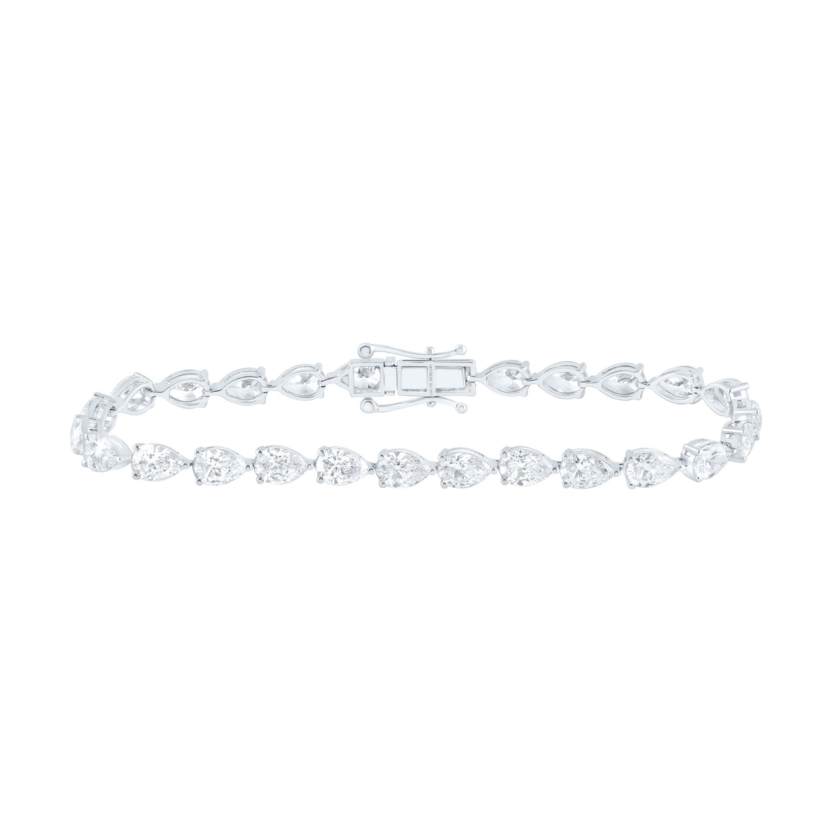 14K Yellow Or White Gold Lab Grown Diamond Fashion Pear Tennis Bracelet (7 Inch)