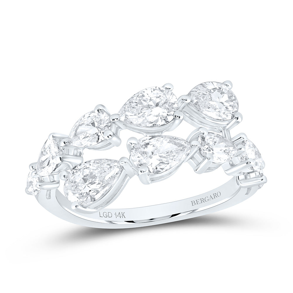 14K Yellow Or White Gold 2 1/2 Cttw Lab Grown Diamond Fashion Pear Cuff Ring
