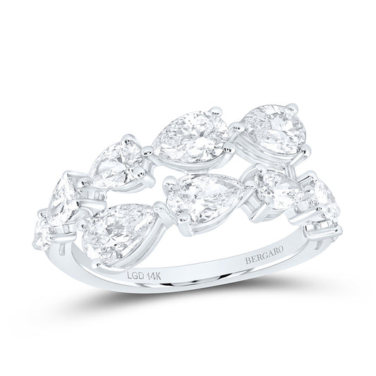 14K Yellow Or White Gold 2 1/2 Cttw Lab Grown Diamond Fashion Pear Cuff Ring