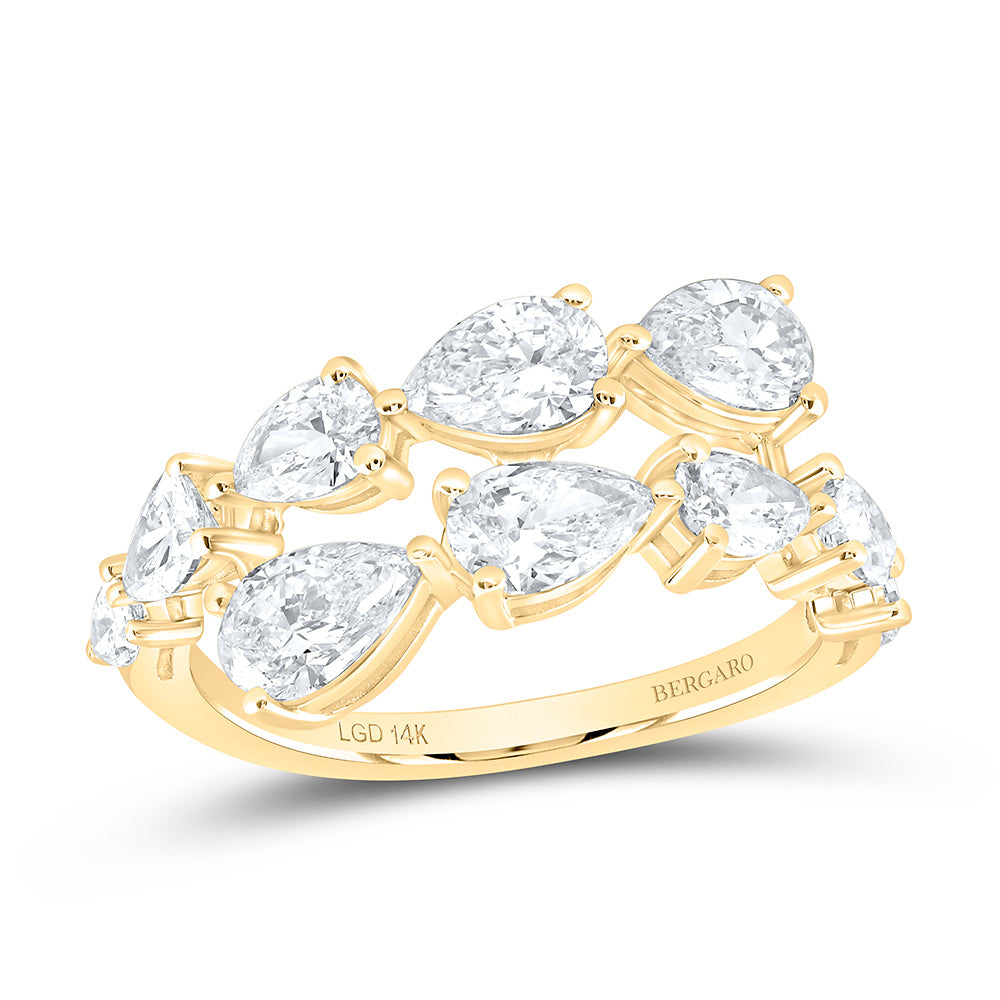 14K Yellow Or White Gold 2 1/2 Cttw Lab Grown Diamond Fashion Pear Cuff Ring