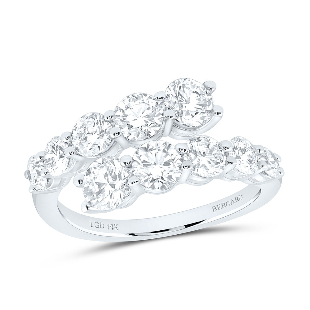 14K Yellow Or White Gold 2 1/2 Cttw Lab Grown Diamond Fashion Round Cuff Ring