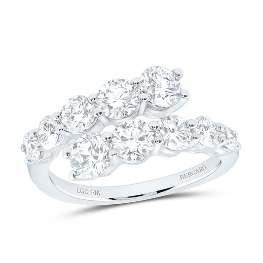 14K Yellow Or White Gold 2 1/2 Cttw Lab Grown Diamond Fashion Round Cuff Ring
