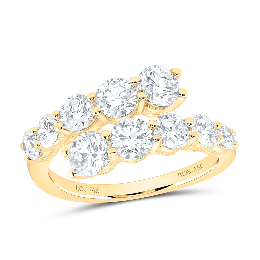 14K Yellow Or White Gold 2 1/2 Cttw Lab Grown Diamond Fashion Round Cuff Ring