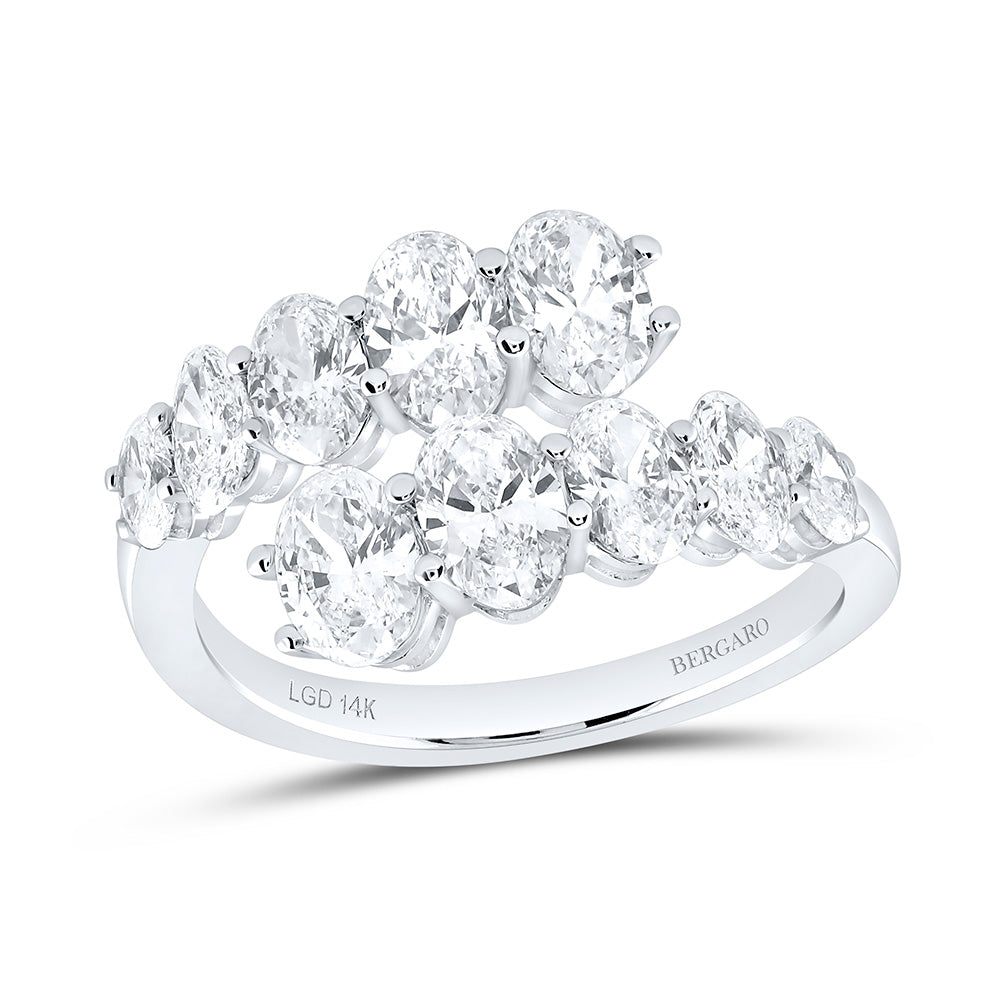 14K Yellow Or White Gold 2 1/2 Cttw Lab Grown Diamond Fashion Oval Cuff Ring