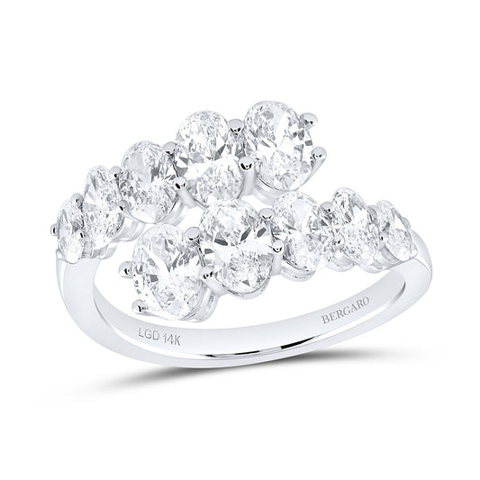 14K Yellow Or White Gold 2 1/2 Cttw Lab Grown Diamond Fashion Oval Cuff Ring