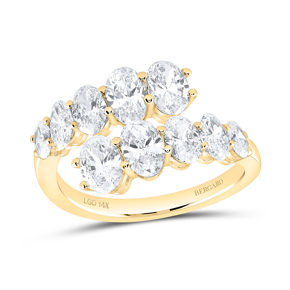 14K Yellow Or White Gold 2 1/2 Cttw Lab Grown Diamond Fashion Oval Cuff Ring