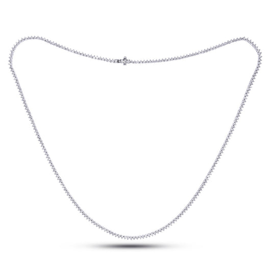 14K Yellow Or White Gold 3 1/4 Cttw Lab Grown Diamond Fashion Round Tennis Necklace (16 Inch)