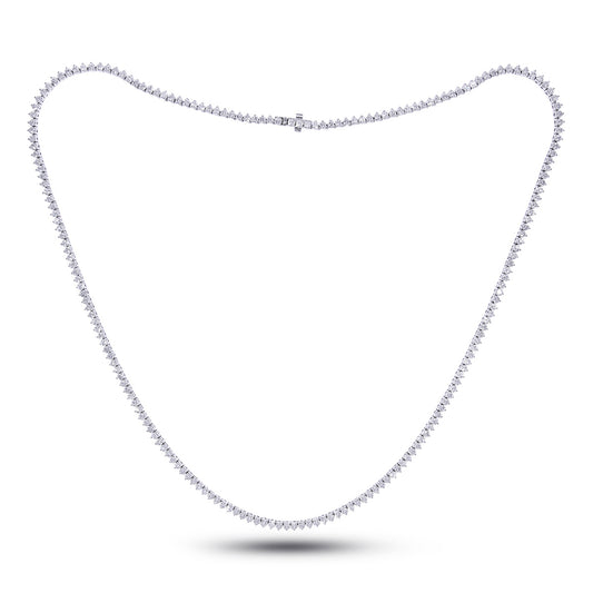14K Yellow Or White Gold 5 3/4 Cttw Lab Grown Diamond Fashion Round Tennis Necklace (16 Inch)