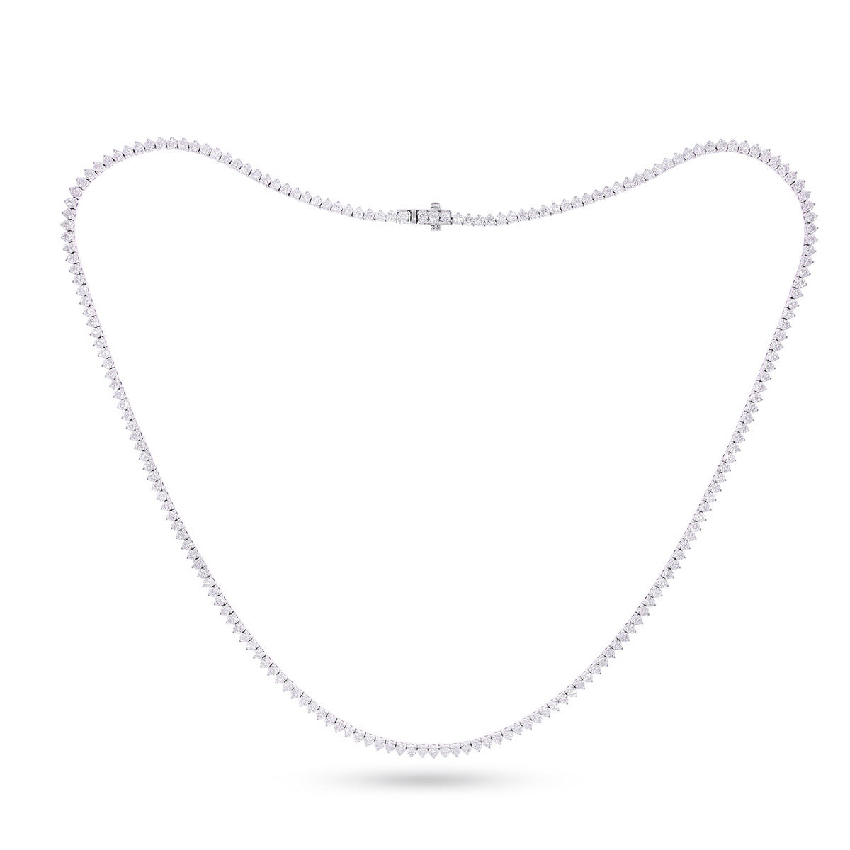 14K White Gold 7 Cttw Lab Grown Diamond Fashion Round Tennis Necklace (16 Inch)