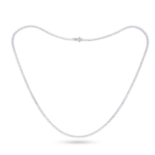 14K White Gold 7 Cttw Lab Grown Diamond Fashion Round Tennis Necklace (16 Inch)