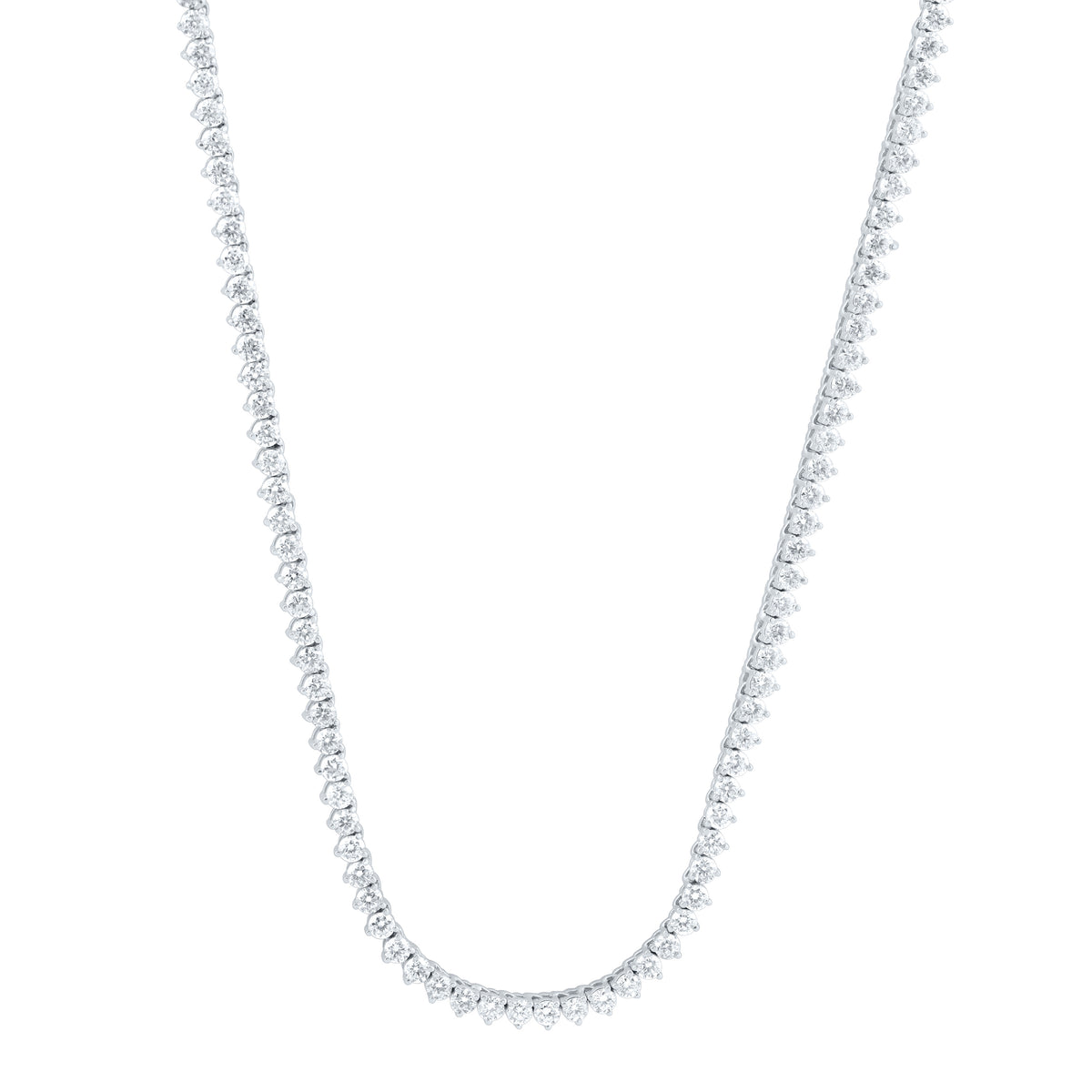 14K White Gold 7 Cttw Lab Grown Diamond Fashion Round Tennis Necklace (16 Inch)