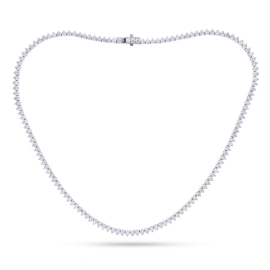 14K White Gold 10 1/2 Cttw Lab Grown Diamond Fashion Round Tennis Necklace (16 Inch)