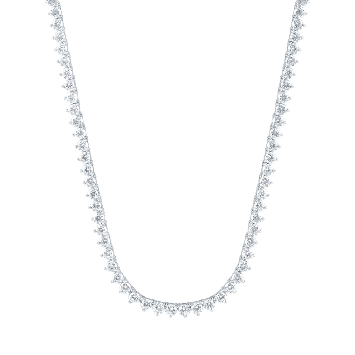 14K White Gold 11 5/8 Cttw Lab Grown Diamond Fashion Round Tennis Necklace (16 Inch)