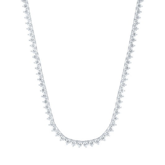 14K White Gold 11 5/8 Cttw Lab Grown Diamond Fashion Round Tennis Necklace (16 Inch)