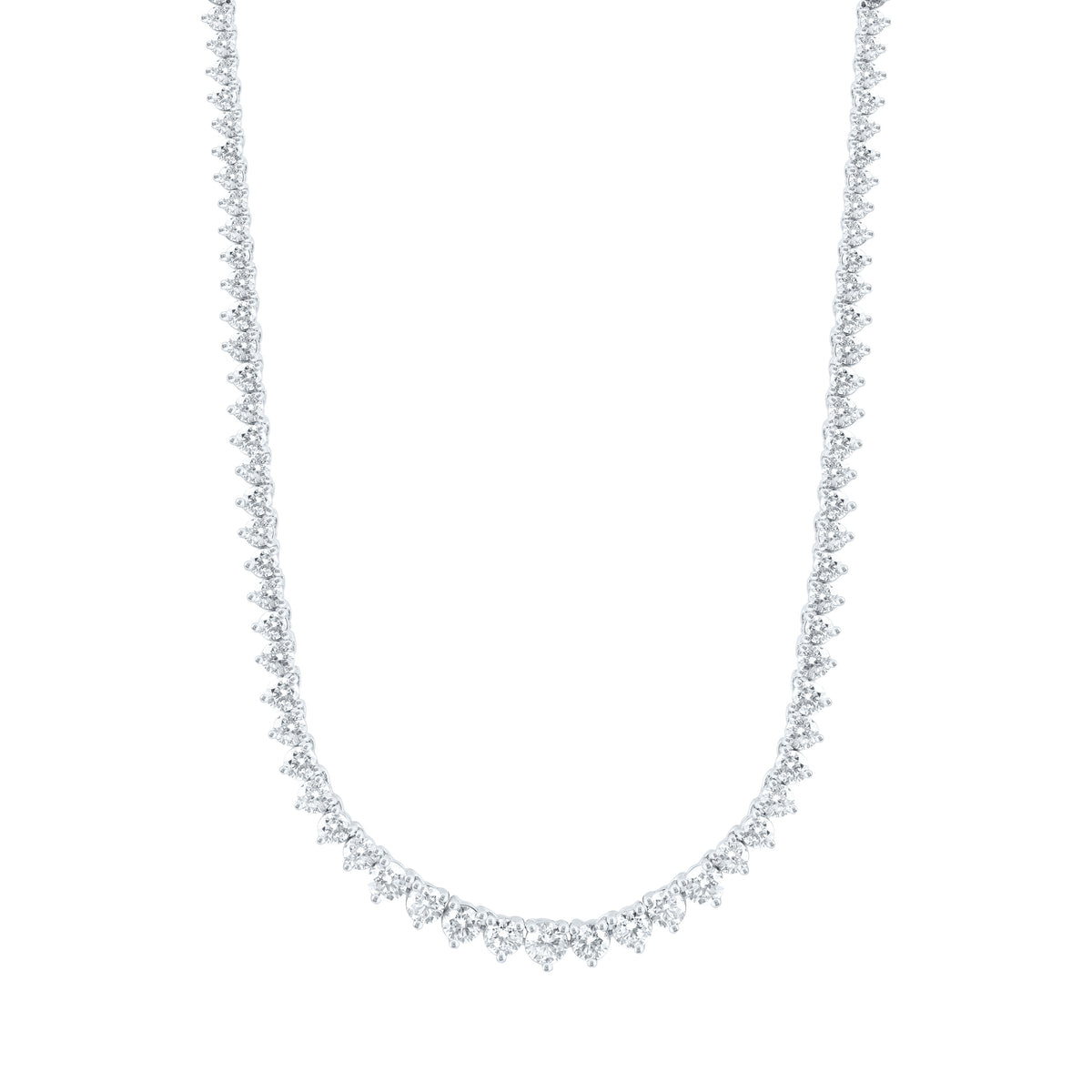 14K Yellow Or White Gold 3 7/8 Cttw Lab Grown Diamond Fashion Round Tennis Necklace (16 Inch)