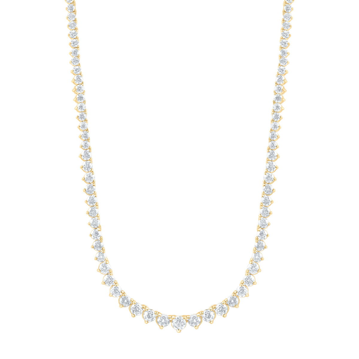 14K Yellow Or White Gold 5 7/8 Cttw Lab Grown Diamond Fashion Round Tennis Necklace (16 Inch)