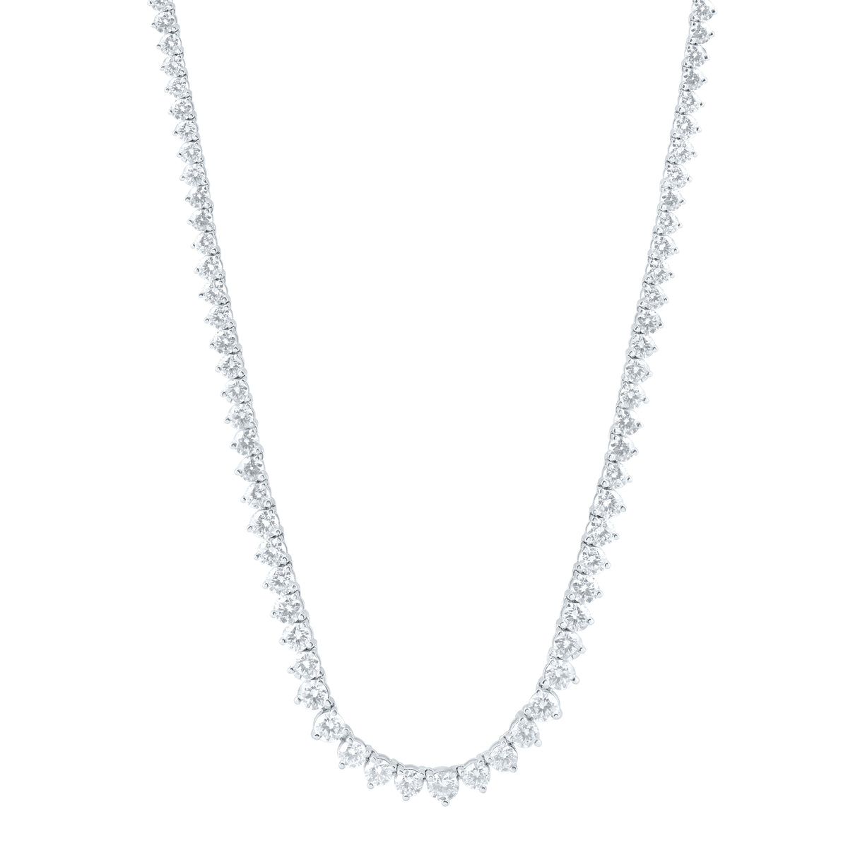 14K White Gold Lab Grown Diamond Fashion Round Tennis Necklace (16 Inch)
