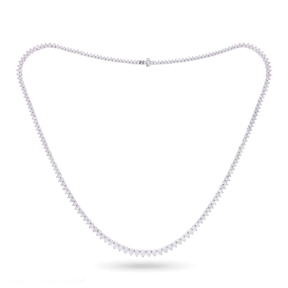 14K White Gold Lab Grown Diamond Fashion Round Tennis Necklace (16 Inch)