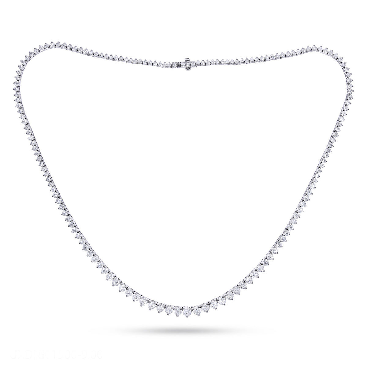 14K White Gold Lab Grown Diamond Fashion Round Tennis Necklace (16 Inch)