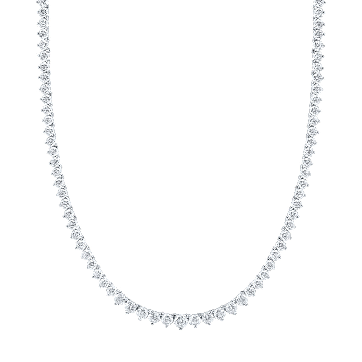 14K White Gold Lab Grown Diamond Fashion Round Tennis Necklace (16 Inch)