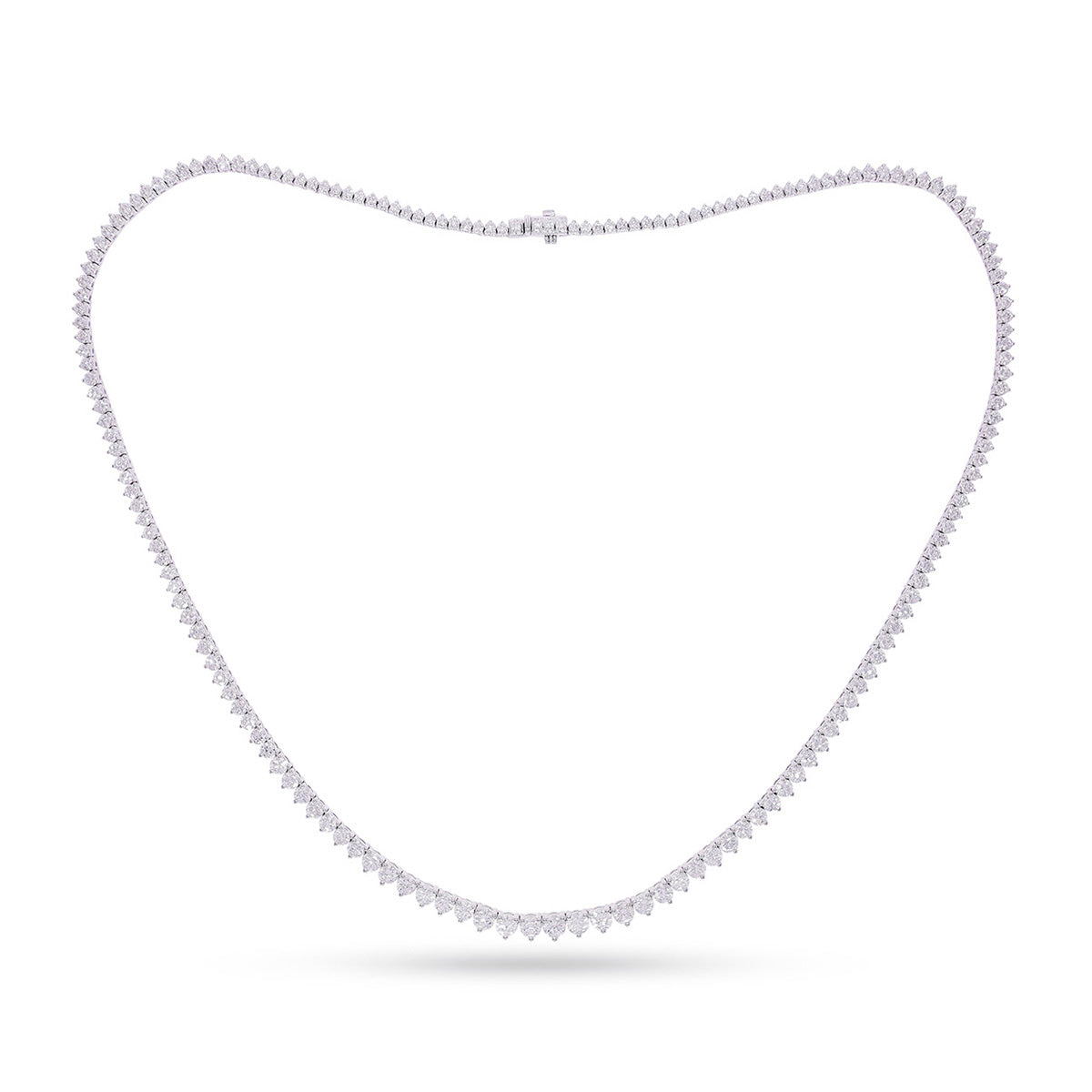 14K White Gold Lab Grown Diamond Fashion Round Tennis Necklace (16 Inch)