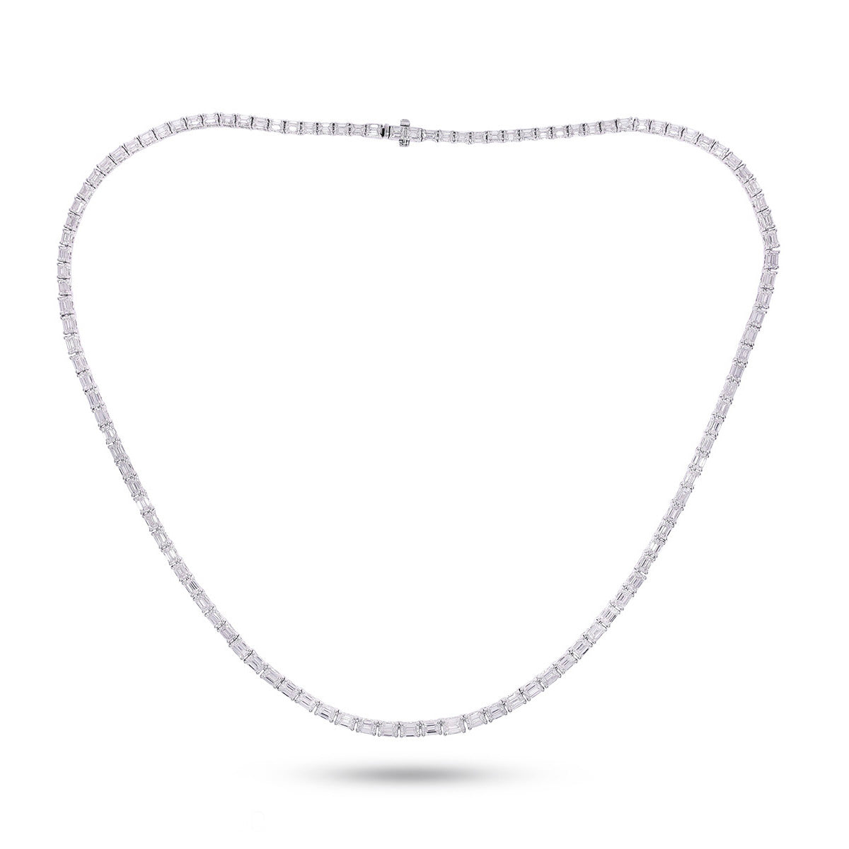 14K White Gold 10 5/8 Cttw Lab Grown Diamond Fashion Emerald Tennis Necklace (16 Inch)
