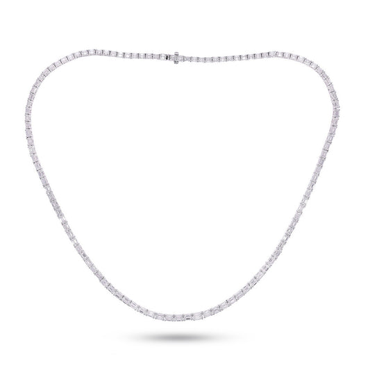14K White Gold 10 5/8 Cttw Lab Grown Diamond Fashion Emerald Tennis Necklace (16 Inch)