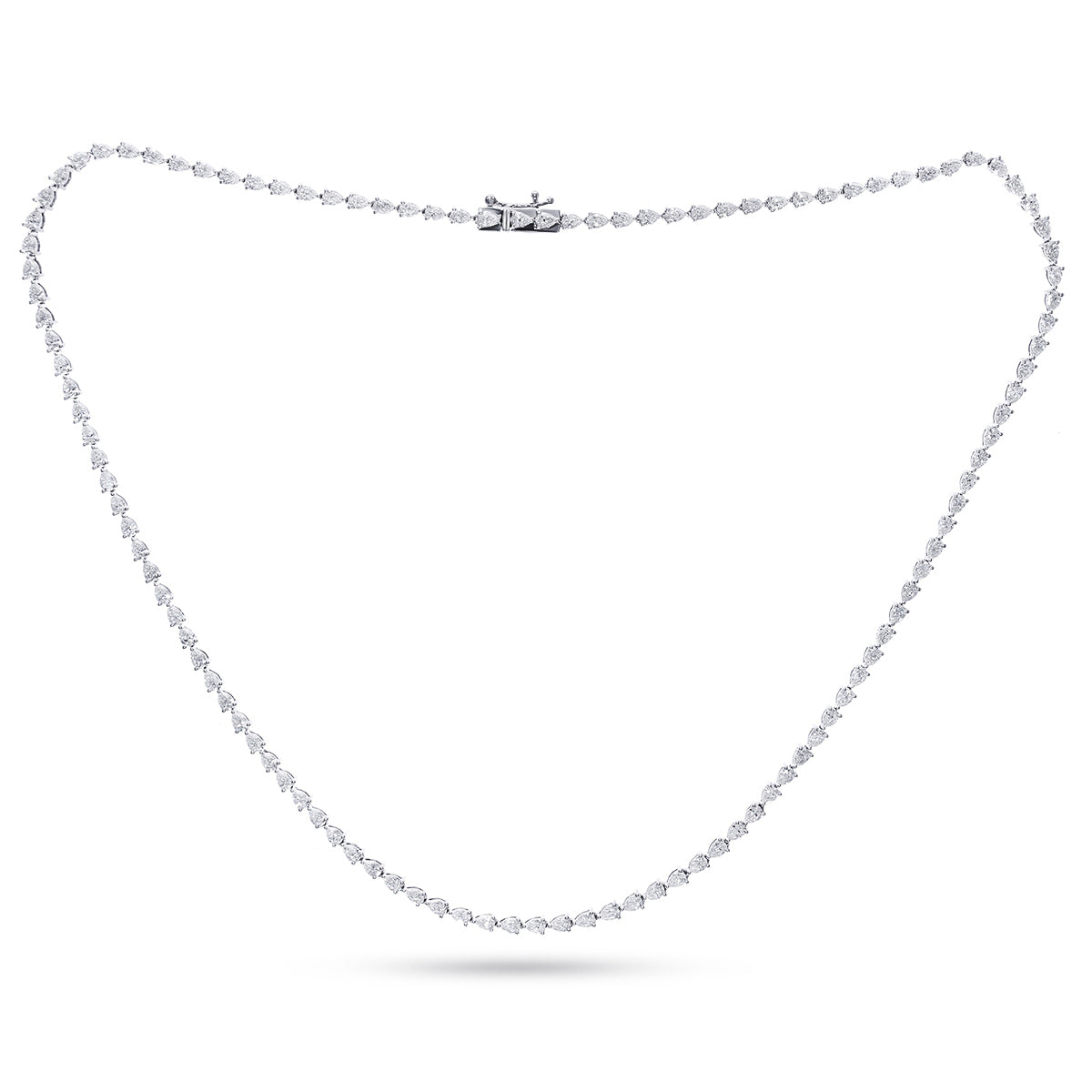 14K Yellow Or White Gold 5 3/8 Cttw Lab Grown Diamond Fashion Pear Tennis Necklace (16 Inch)