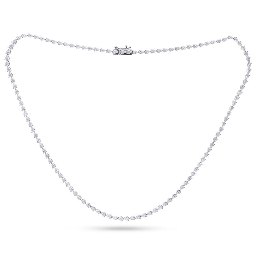 14K Yellow Or White Gold 5 3/8 Cttw Lab Grown Diamond Fashion Pear Tennis Necklace (16 Inch)