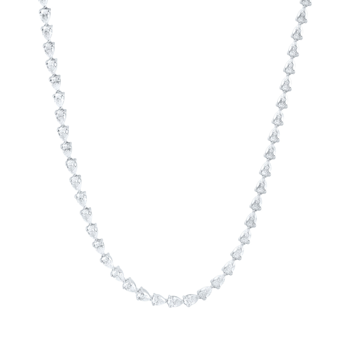 14K Yellow Or White Gold 6 7/8 Cttw Lab Grown Diamond Fashion Pear Tennis Necklace (16 Inch)