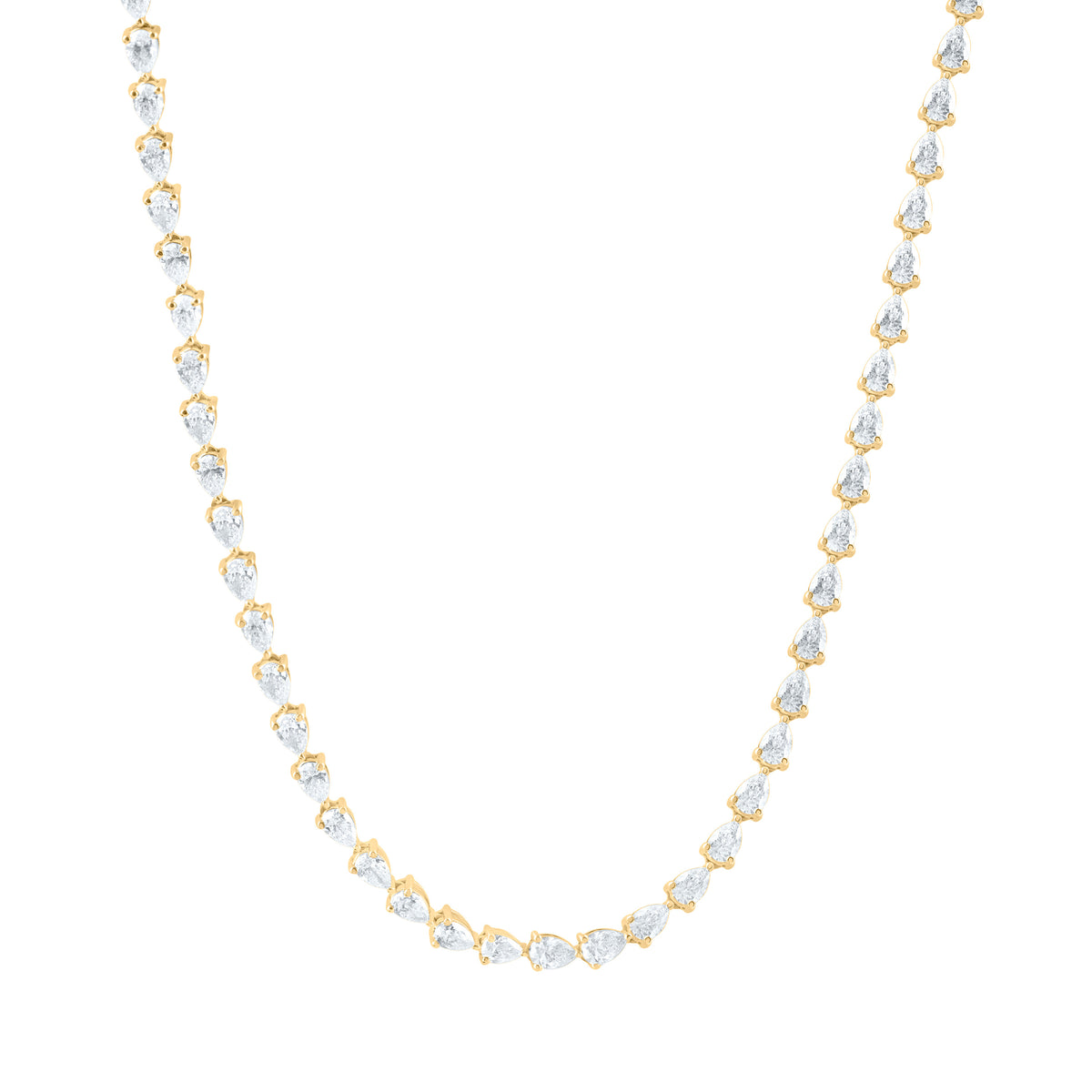 14K Yellow Or White Gold 6 7/8 Cttw Lab Grown Diamond Fashion Pear Tennis Necklace (16 Inch)